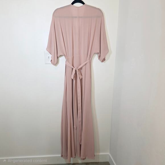 REFORMATION Winslow Wrap Maxi Dress Champagne Blush Tie Back Flowy Sz XL - Picture 8 of 13